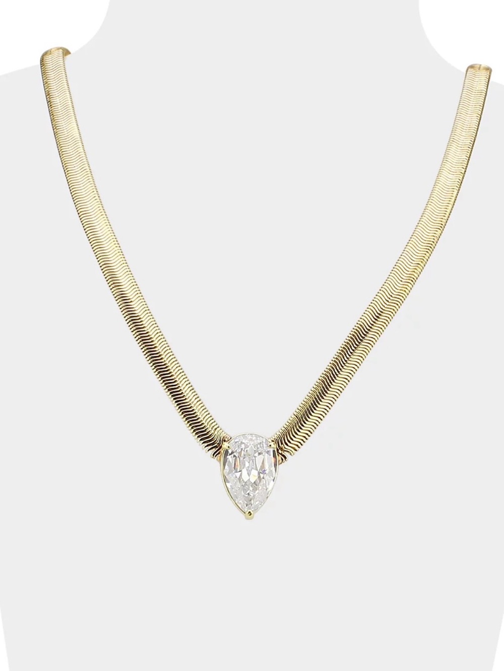 Aqua Refined Punk Cubic Zirconia V Pendant Necklace in Gold Tone, 18"-20” - Picture 11 of 11